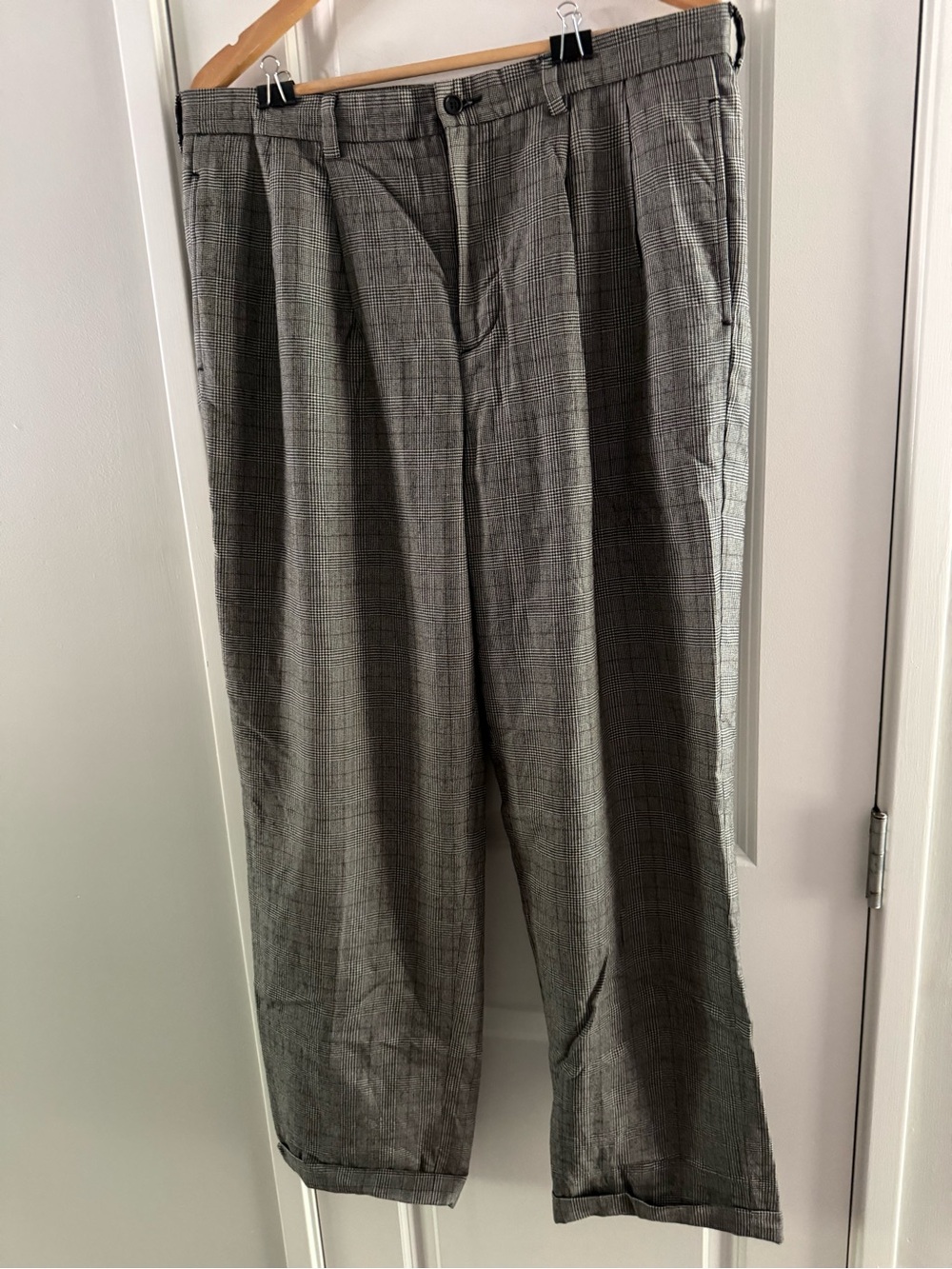 Brooks Brothers 100% Wool Vintage Gray Glen Plaid Trousers Houndstooth Office